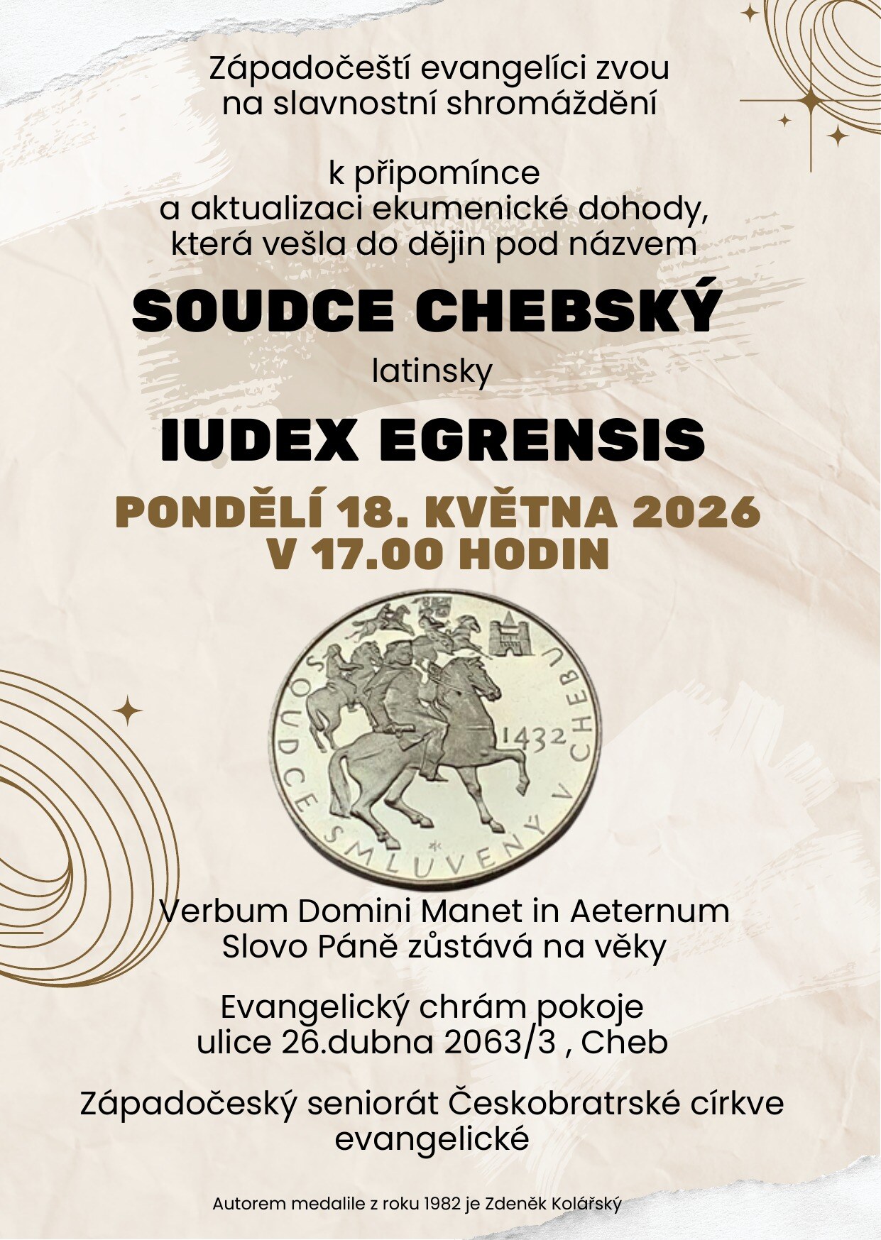 Pozvánka: Soudce chebský – slavnostní shromáždění 18. 5. 2026 v Chebu